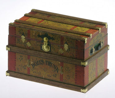 Dollhouse Miniature Lithograph Wooden Trunk Kit, Dolls Trunk